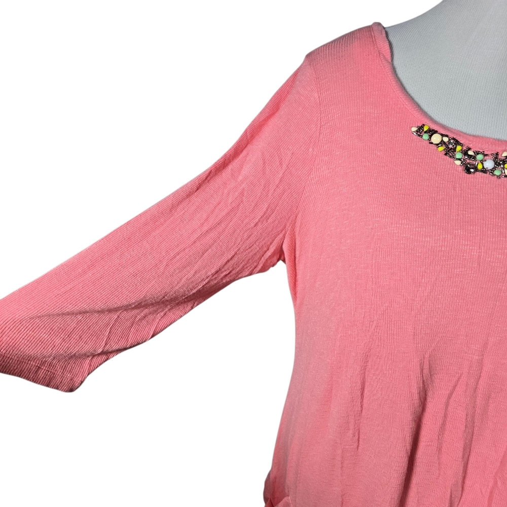 Cass Size 1X Pink Embellished Women's Top - Picture 3 of 8